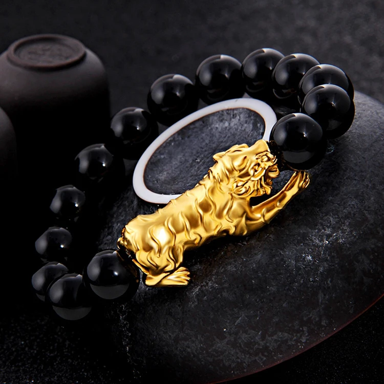 Keep color вьетнамский аллювиальный Золотой Шесть символов большой яркий мантра бусины деньги Леопард Модные браслеты для мужчин