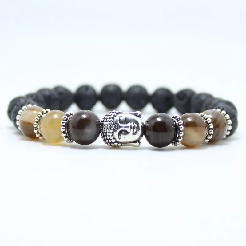 

New design Black Lava stone Beads buddha beads charm bracelet bangles Natural stone for men and women jewelry