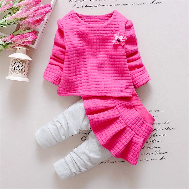 2016 Spring Autumn Baby Girls 2pc Clothing Set Kids Cotton Clothes Set