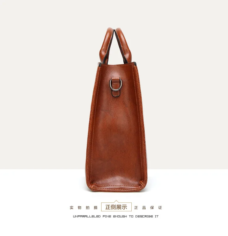 KLY 100% Genuine leather Women handbags 2018 New handbags Cross-border goods Simple handbag Ms. Briefcase Shoulder Messenger -