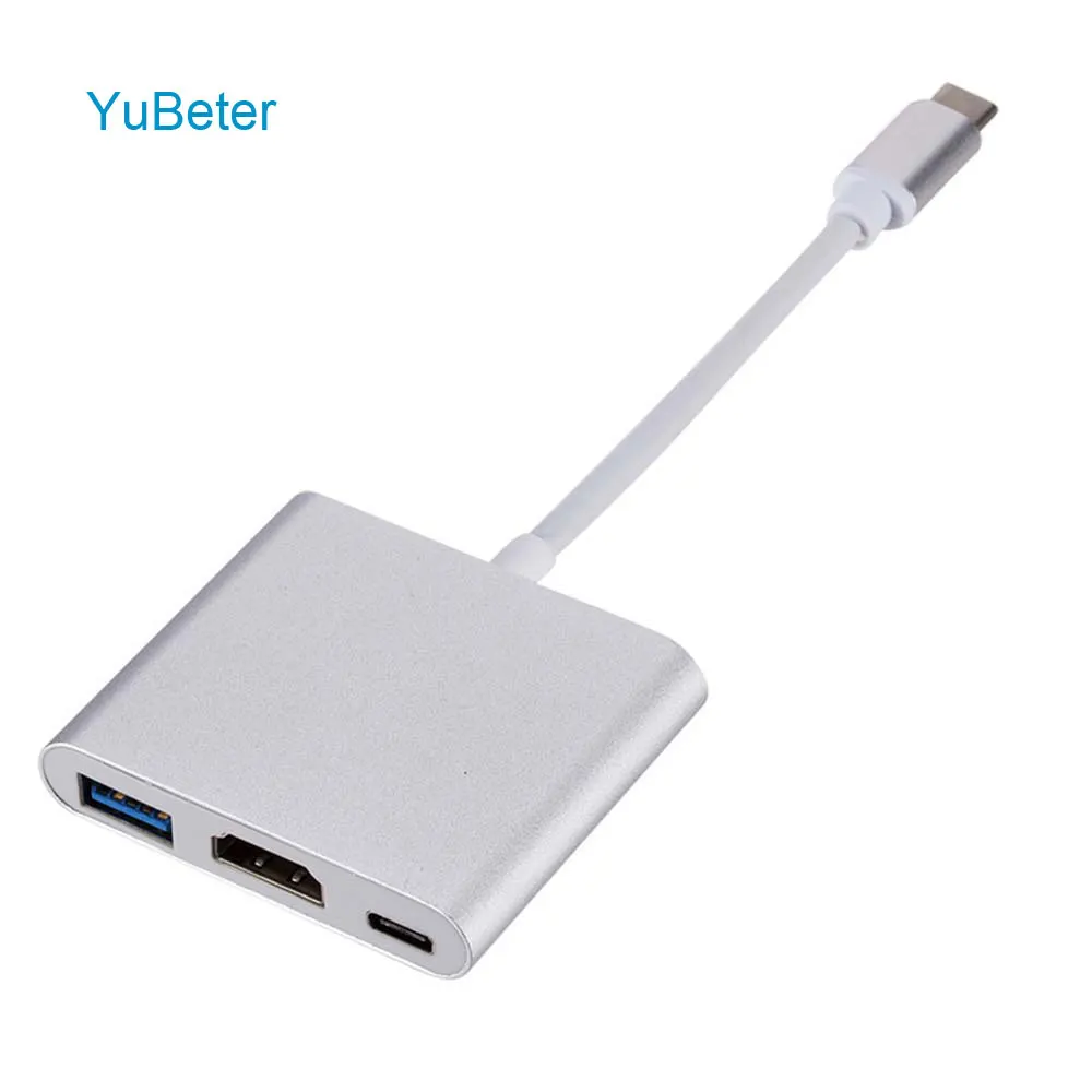 

YuBeter Type C to HDMI USB 3.0 Converter Adapter Type-C Male To HDMI USB 3.0 Female Cable Three-in-one PD Power Supply