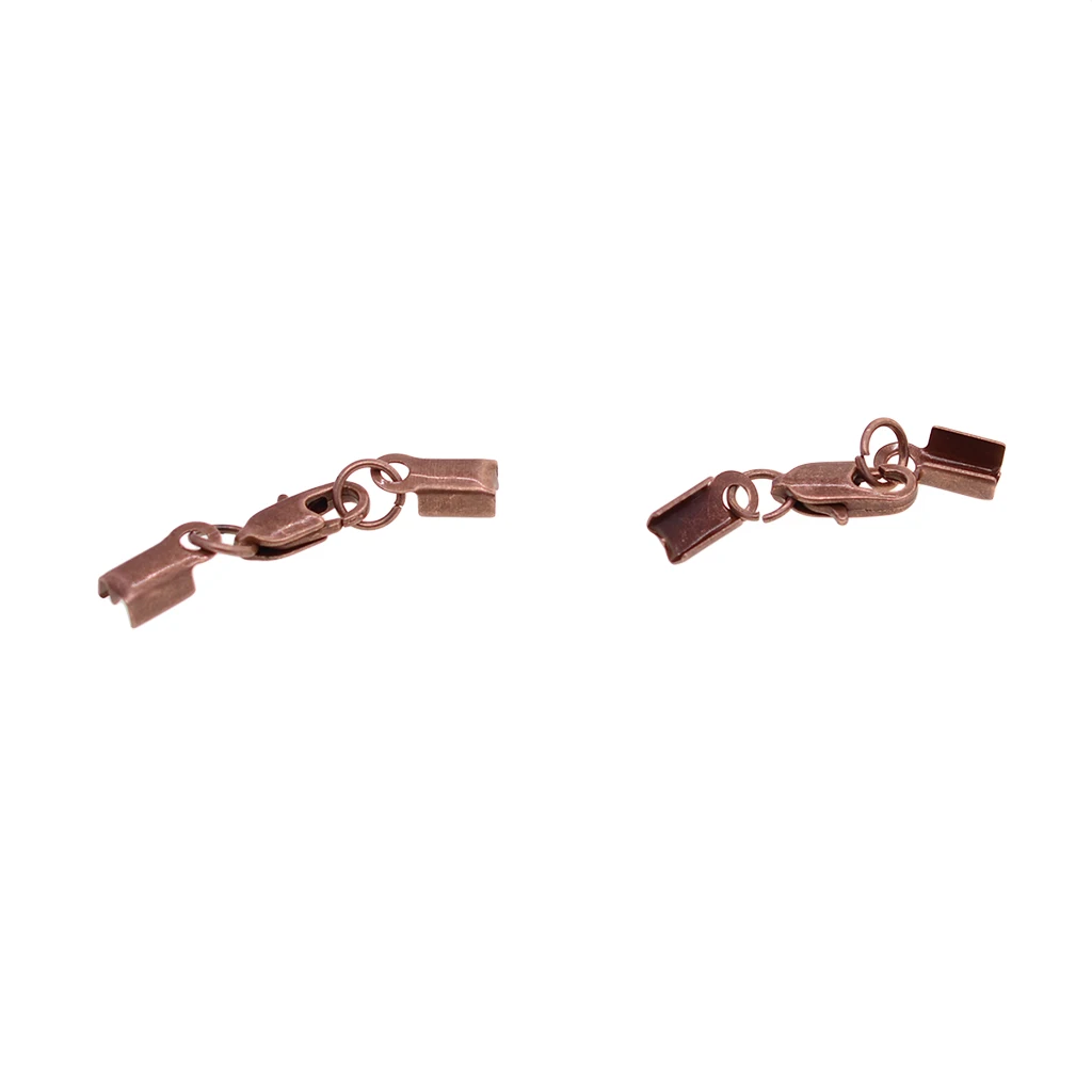 12 Sets Crimp Cord End Cap Clips Bail Tips Connector Findings with Lobster Clasp for Necklace Bracelet Jewelry Making