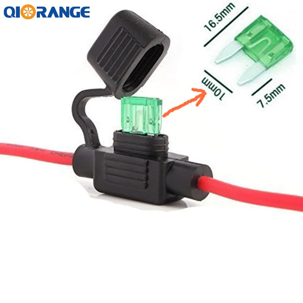 2 Set Waterproof Small In Line Auto Fuse Holder 14AWG + 2 set Fuse