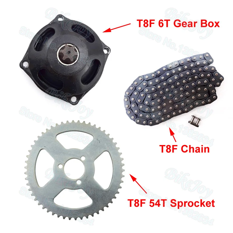 T8F 116L Chain + T8F 6T Gear Box + 54T Rear Sprocket For 47cc 49cc Minimoto Pocket Bike