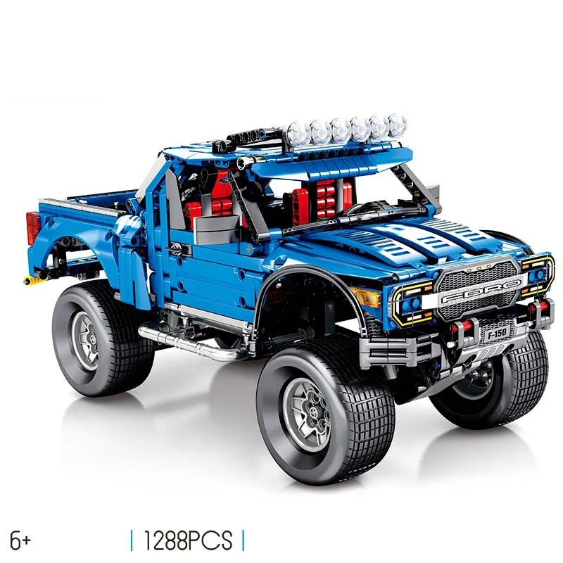 

1288pcs New City Technic Series Racing F-150 Raptor Pickup Pull back truck Building Blocks Toys for Children birthday gifts