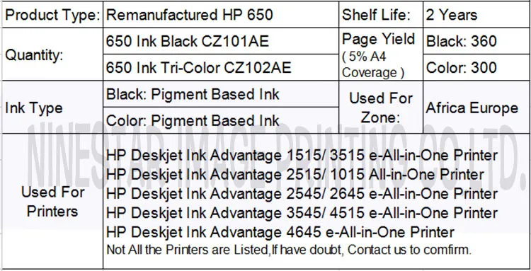 HP 650 details