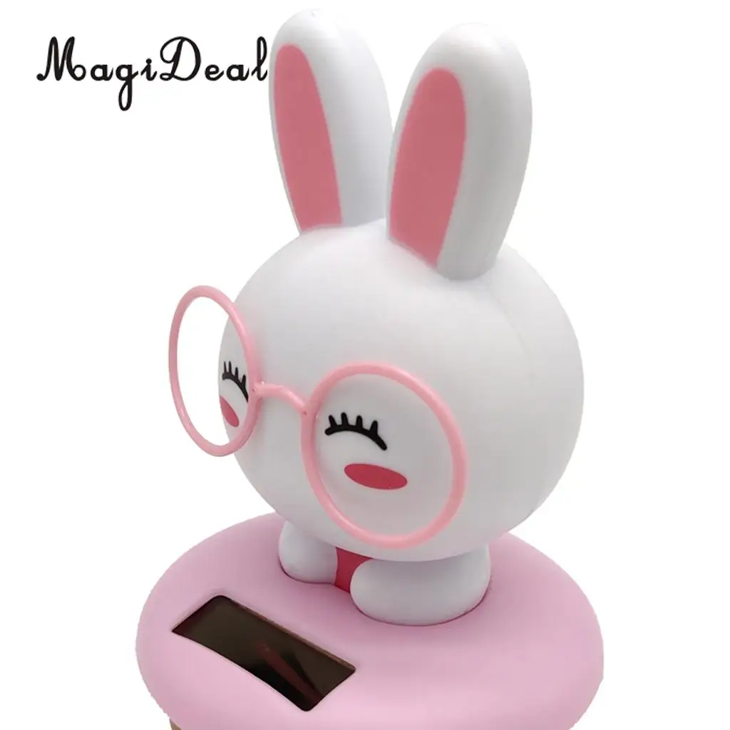 Cartoon Solar Powered Dancing Rabbit Animal Swing Figure Model Toy Dashboard Car Desk Decoration Pink