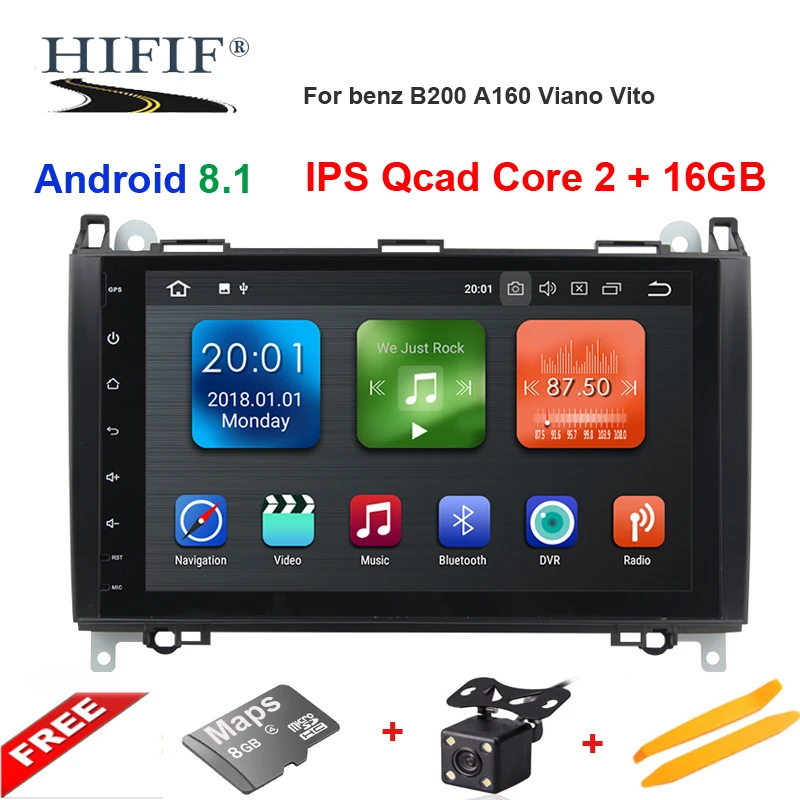 Best Android 8.1 Quad Core 2G RAM 16G ROM GPS Navi 9" Car DVD Multimedia for Benz A W169/B W245/B200/Viano/Vito/W906 with Radio 0