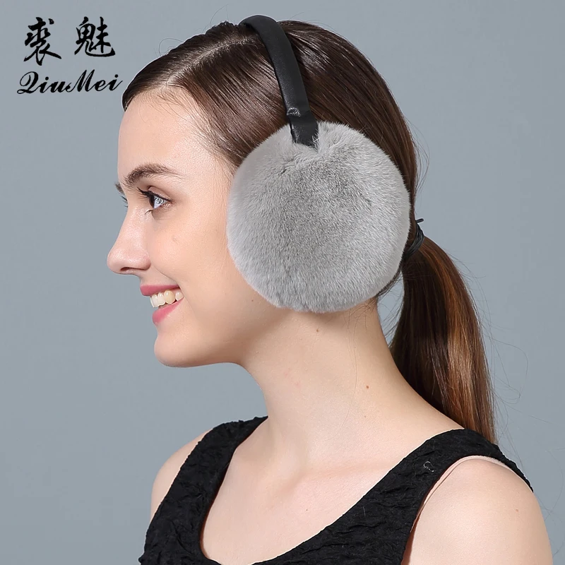 

Women Winter Earmuffs Real Rabbit Fur Warm Earmuffs Lovely Earlap Russian Female Genuine Fur Plush Ear Muff Natural Fur