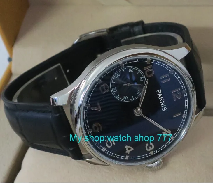

44mm PARNIS Black dial ST3600/6497 Gooseneck Mechanical Hand Wind movement Mechanical watches men's watches gfxy08