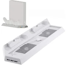 Белый охлаждающий вентилятор, вертикальная охлаждающая подставка, двойной контроллер, зарядная док-станция, usb-хаб для Playstation 4 Pro PS4 PRO, консоль, витрина V2