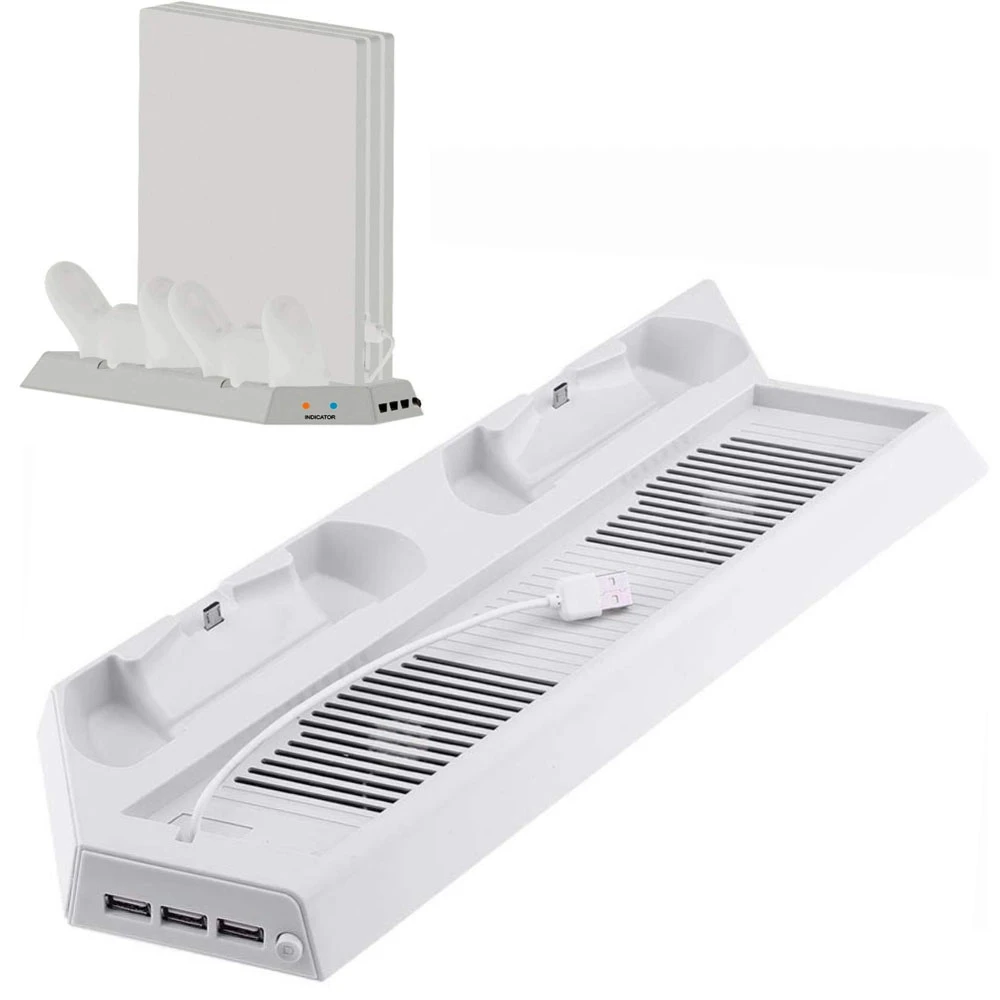 White Cooler Fan Vertical Cooling Stand Dual Controllers Charging Dock Usb Hub For Playstation 4 Pro Ps4 Pro Console Showcase V2 Stands Aliexpress