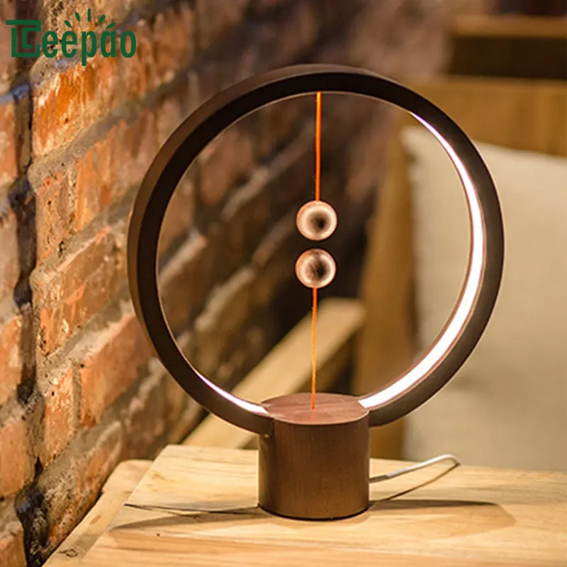 

Creative Smart LED Magnetic Suspension Balance Lamp Round Balance Night Light USB Reading Table Lamp for Home Bedroom Decoration