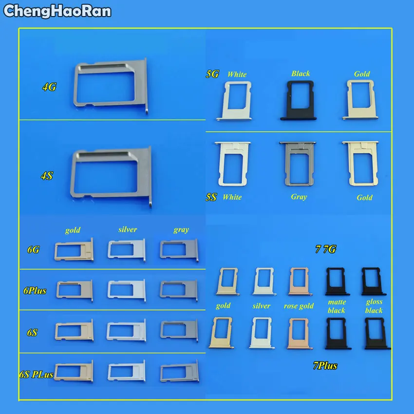 

ChengHaoRan 1PCS SIM Card Tray Holder Slot Replacement Adapter for iPhone 4 4G 4S 5 5G 5S 6 6plus Repair Parts
