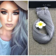 Full Shine Brazilian Natural Hair Silver Gray Clip in Human Hair Extensions Remy Human Hair Full Head 7 pcs Hair Extensions 100g