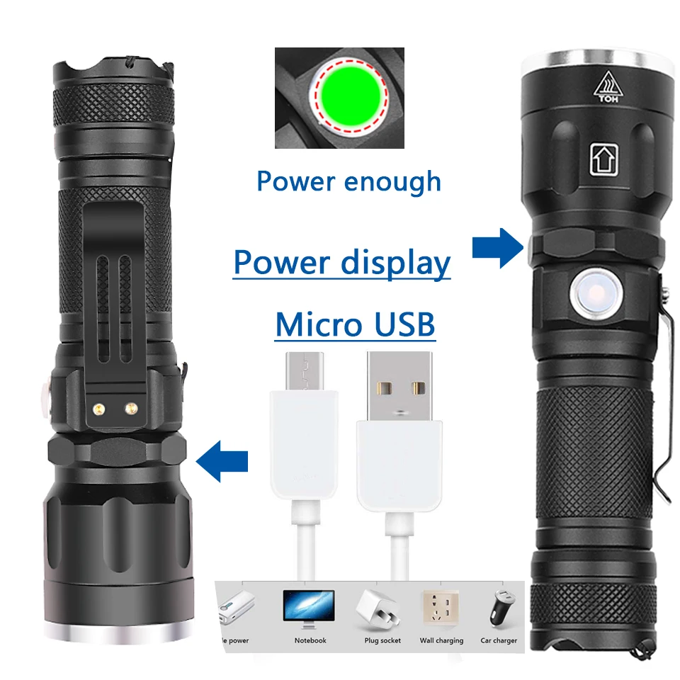 XHP70 мощный перезаряжаемый зум охотничий светодиодный светильник фонарь светильник Lanterna использовать аккумулятор 18650 26650