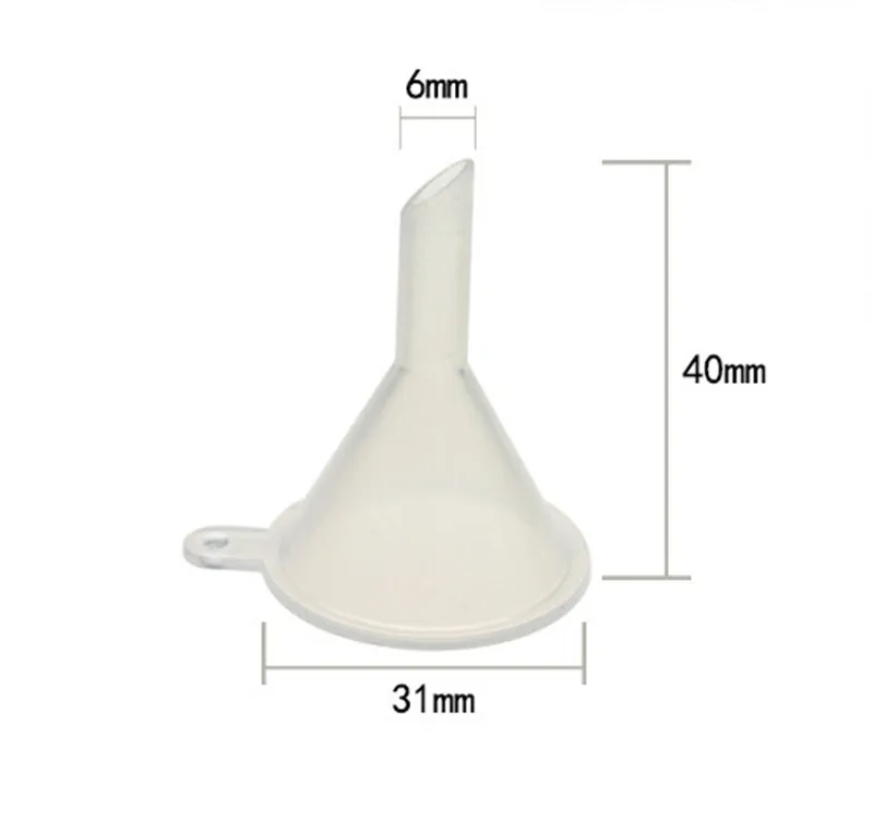 

Small Clear Plastic PP Mini Funnels Packaging Travel Tools for Empty Bottle Filling Perfumes Essential Oils Aromatherapy