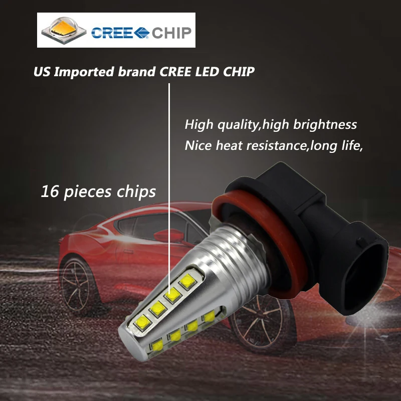 KEPUSI 2x H11 H8 H9 80W cree chip High Power Car LED Light Source Fog DRL Driving lamp Truck 12V 24V White For Honda