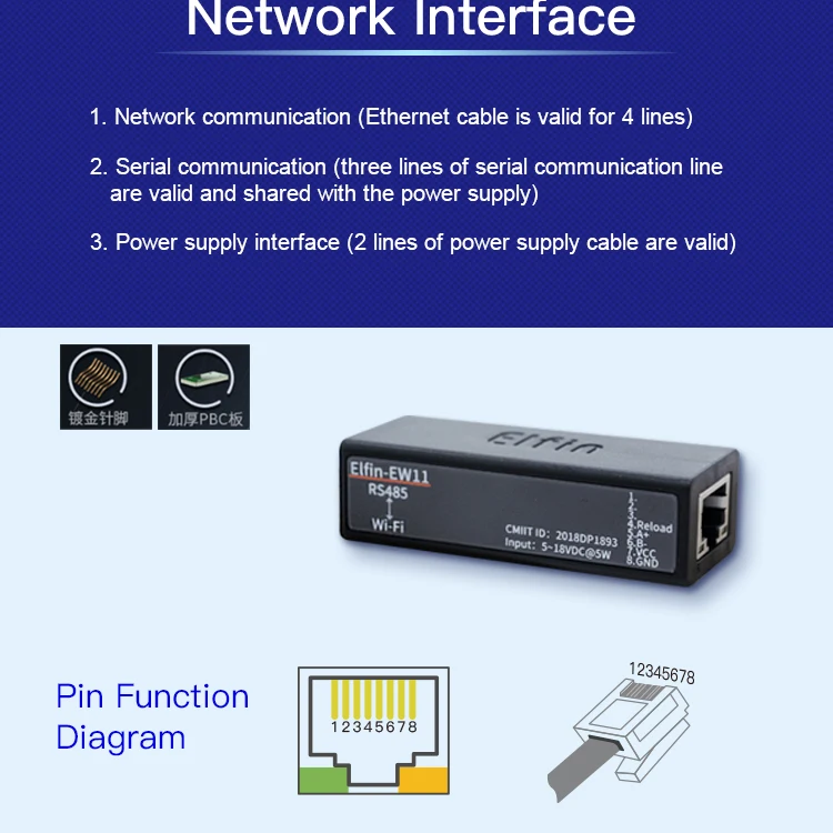 Последовательный порт RS485 к Wi-Fi модуля сервер устройств Elfin-EW11 Modbus протокола передачи данных через Wi-Fi