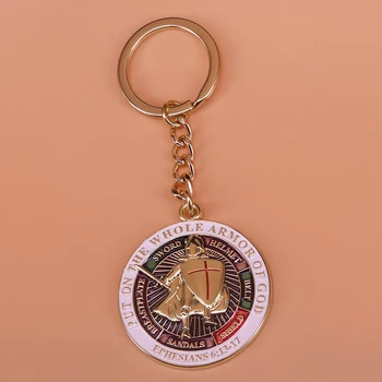 

Knights Templar keychain put on whole armor of god keyring cross shield key chain sword helmet pendant men jewelry Masonic gift