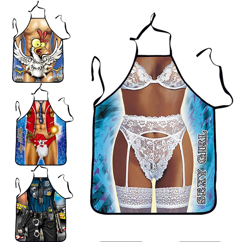 Kitchen Apron Tablier Digital Printed Bibs Sexy Woman Funny Pinafore Cooking Baking Party Cleaning Cute Aprons For Women Avental