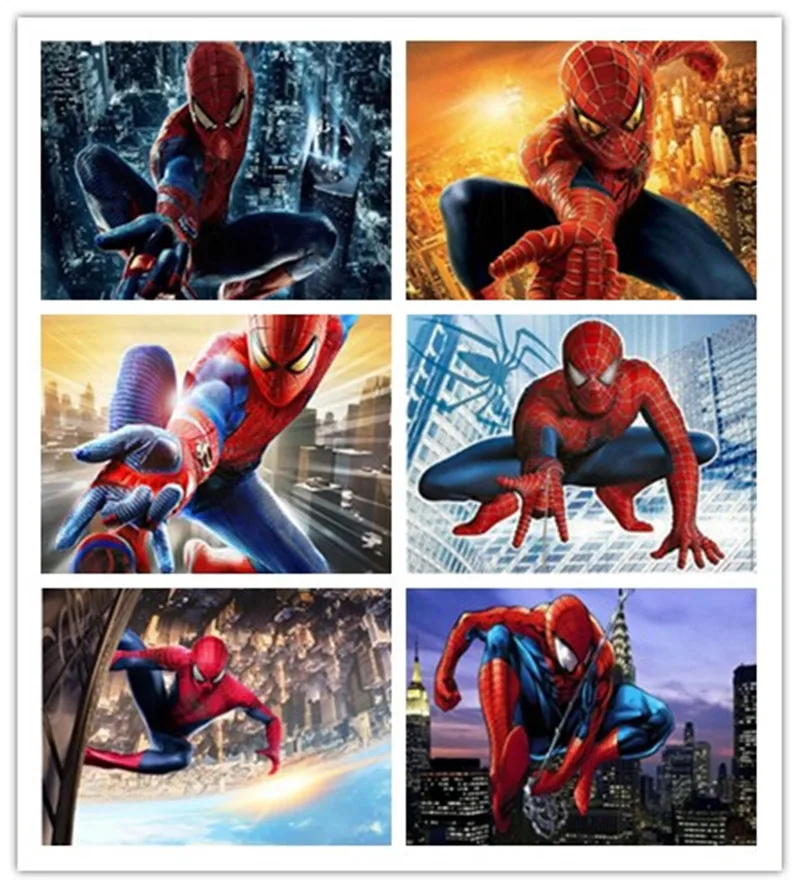 

Diamond Mosaic 5D Diamond Painting Spiderman Captain America Cross Stitch Full Square&round Diamond Embroidery Decor Painting