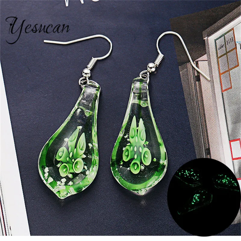 

Teardrop Flower Drop Earring Jewelry Making Earrings Glass Dangle Earrings Fluorescent Women Party Earrings Women Jewelry