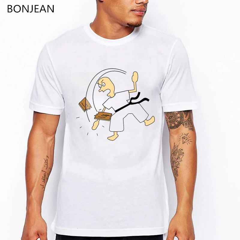 

Novelty design karate chop print t shirt men funny cartoon tee shirt homme harajuku white t-shirt casual puls size tshirts