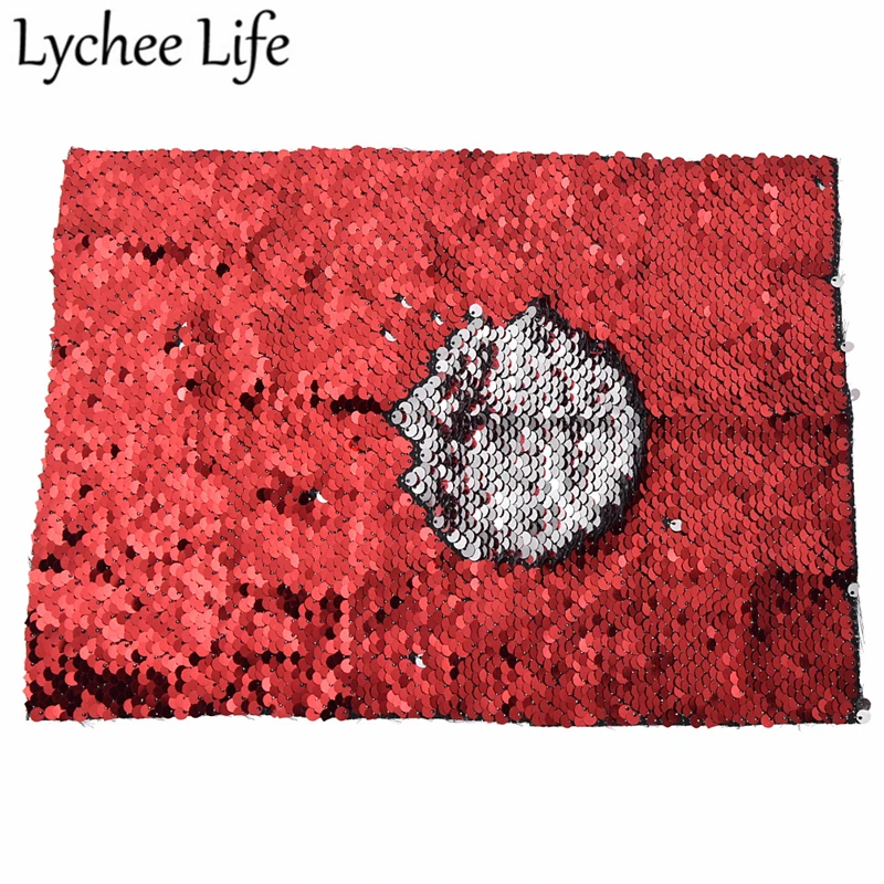 Lychee Life двусторонняя ткань с блестками 29x21 см цветная полиэфирная ткань DIY ручной работы Швейные аксессуары на ткань одежду поставки