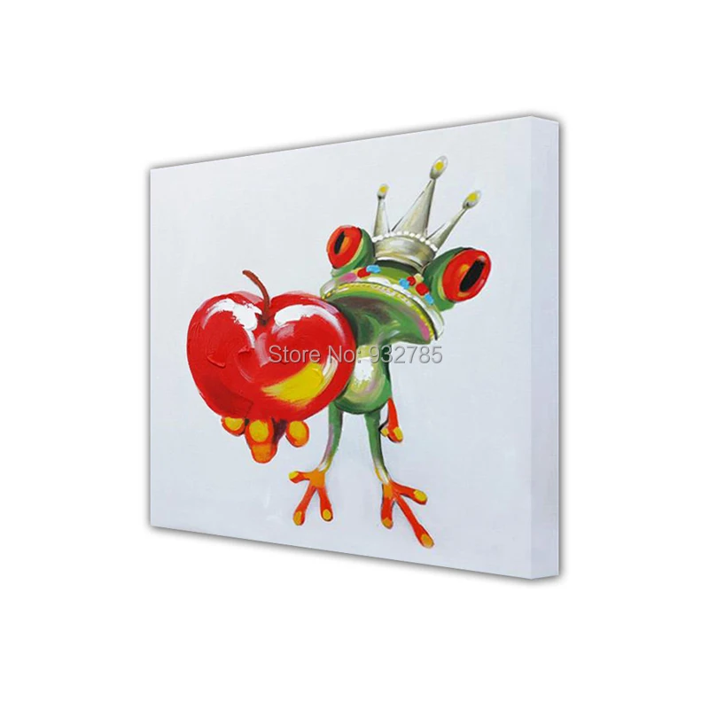Modern-Canvas-Art-Cartoon-Animal-Funny-Frog-Holding-a-Cherry-Oil-Painting-Wall-Mural-for-Bedroom (3)