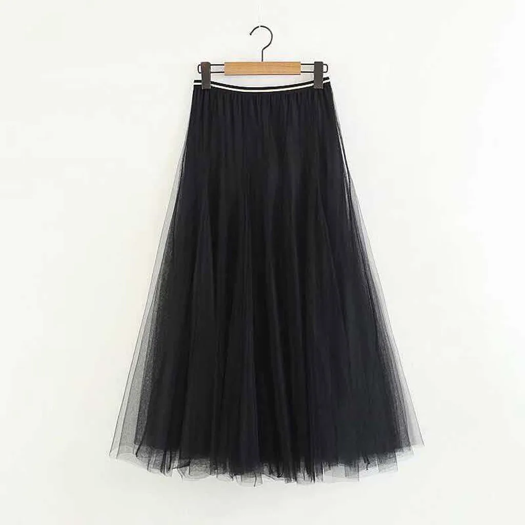 Летние юбки для женщин s, женщин, девушек, большие качели, тюль, плиссированные длинные юбки-пачки, юбка в сетку с высокой талией faldas mujer moda# N45