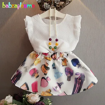 

2016 Summer Kids Girl Clothes sets Children Clothing Baby Outfits Sleeveless Chiffon Vest+Skirts 2pcs girls suits 0-7Year BC1357