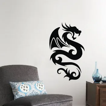 

Winged Tribal Dragon Wall Decals Bedroom Children Wall Stickers Home Decor Animals Removable PVC Sticker