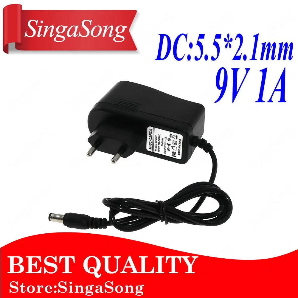 9V 1A dc power adapter eu 5.5mm*2.1mm interface Power Supply 100-240v ac adapter.