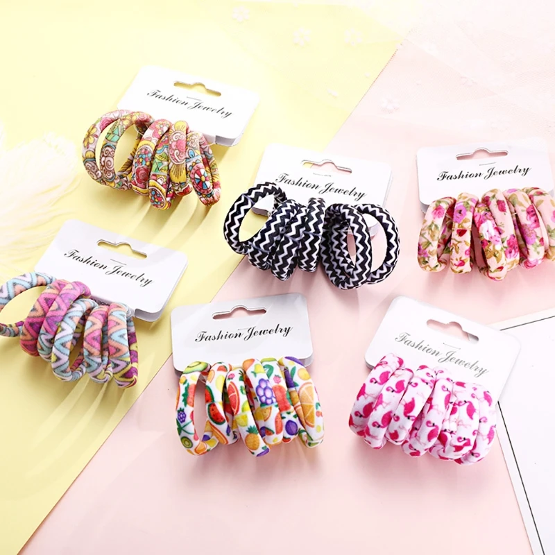 

6 Pcs Printed Elastic Flamingos Headbands Headpieces Women Girls Hair Accessorie