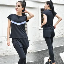 Новое поступление, комплект из двух предметов для йоги, Женский Однотонный черный спортивный костюм для бега, Одежда для танцев, женская спортивная одежда, облегающая одежда для фитнеса