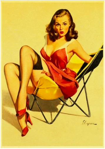 Винтажный WW II сексуальный Pin Up Girl Классический Холст Картина винтажная стена