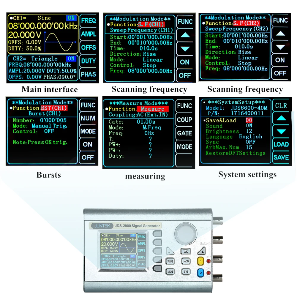 JDS2900 генератор сигналов функция генератор портативный цифровой контроль двухканальный DDS произвольной формы импульсный Частотомер