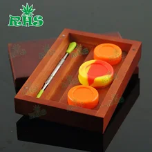 10pcs Custom big size wood box with Silicone Concentrate Container Dabs Wax Bho,Silicone Container Jars Dab