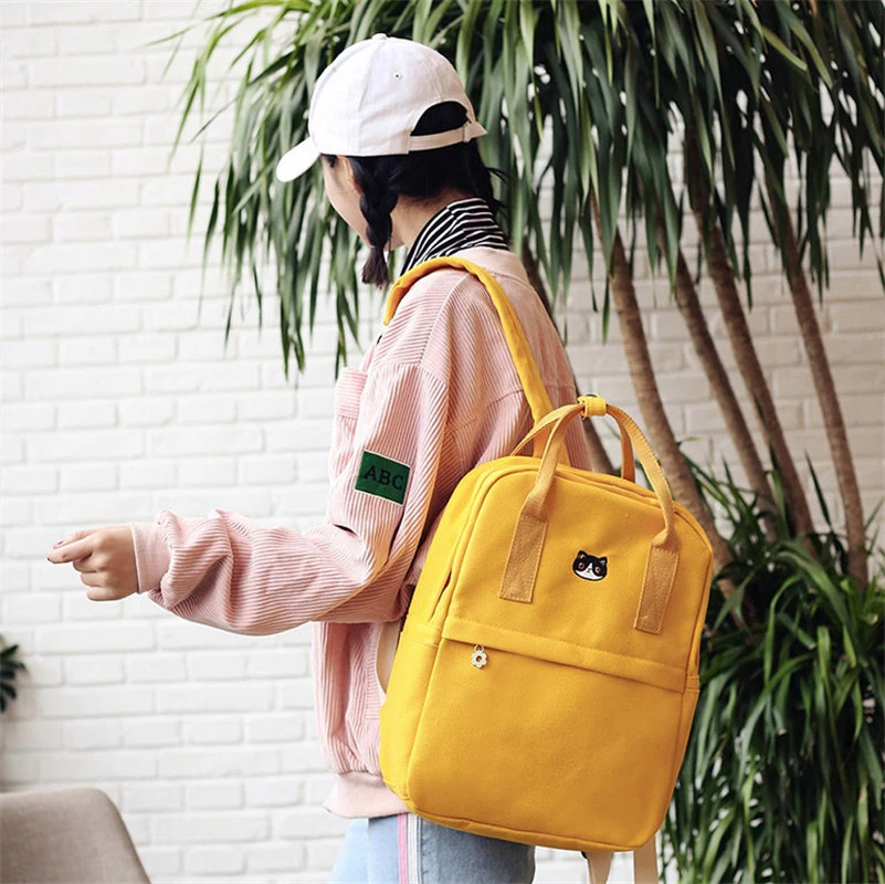 Mochila de lona de estilo Preppy para niñas adolescentes Mochila de moda bonita Mochila femenina