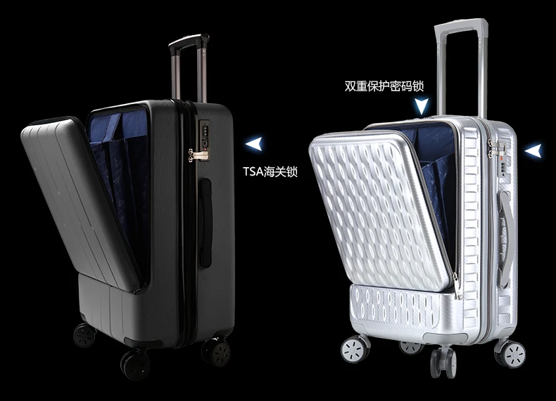 Передний открытый прокатный багажный Спиннер для переноски Дорожный чемодан для женщин и мужчин Модный популярный чехол на колесиках 20/24 дюймов