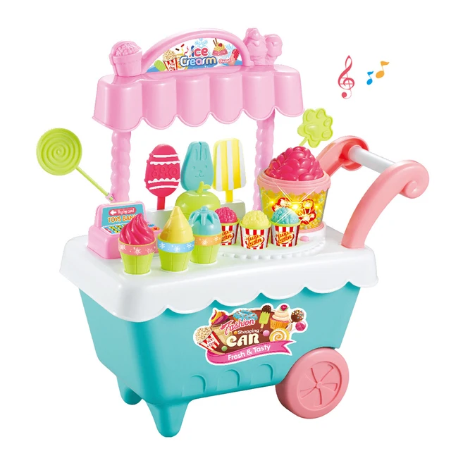 US $14.30 30pcs Rotating Candy Cart Mini Pretend Play Toys Coins Shop Ice Cream DIY Music Fun Educational Hom