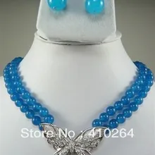 Wholesale_jewelry_wig$ 2 ряда 8 мм Красный Розовый Синий Зеленый Фиолетовый Ожерелье Бабочки Кулон Комплект Серьги