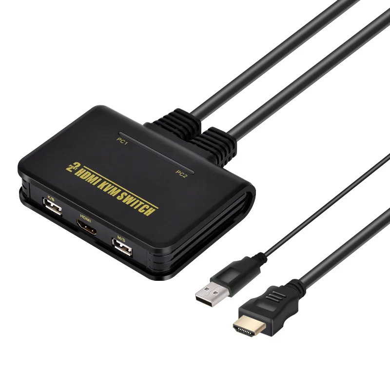  1pcs 120cm 2 Port Dual-Port USB 2.0 HDMI KVM Switch Switcher With Cable For Dual Monitor Keyboard M
