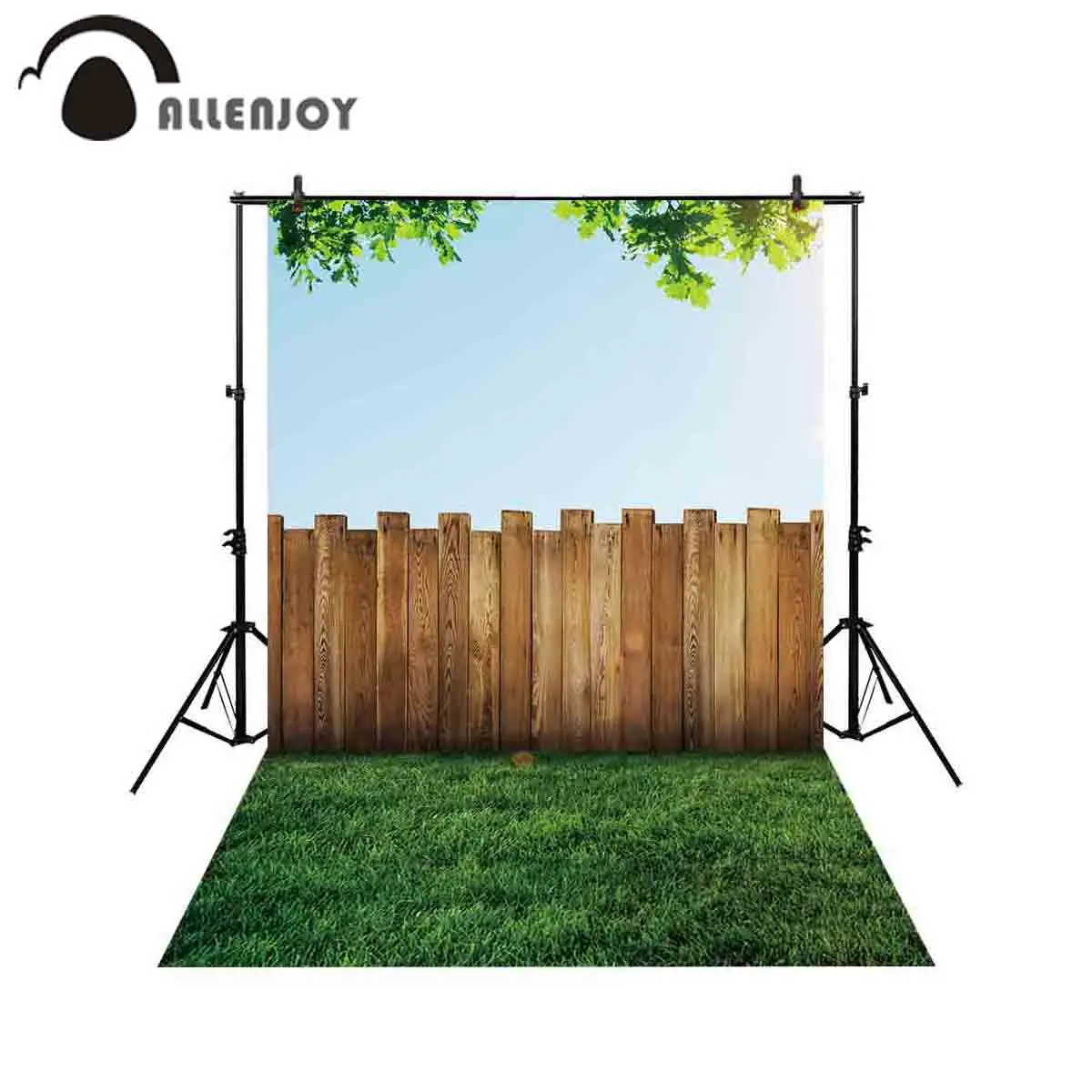 Allenjoy фоны для фотостудии ясное небо сад полоса деревянная доска забор зеленое