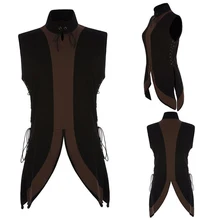 Для взрослых мужчин Средневековый Ренессанс рыцарь солидер костюм-Броня жилет костюм для тематической вечеринки арендатор с высоким воротом Топ рубашка на шнуровке одежда