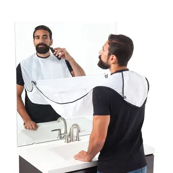 

1PC Male Beard Trimming Catcher Bathroom Beard Care Trimmer Hair Shave Bib Man Waterproof Cleaning Protect Black White