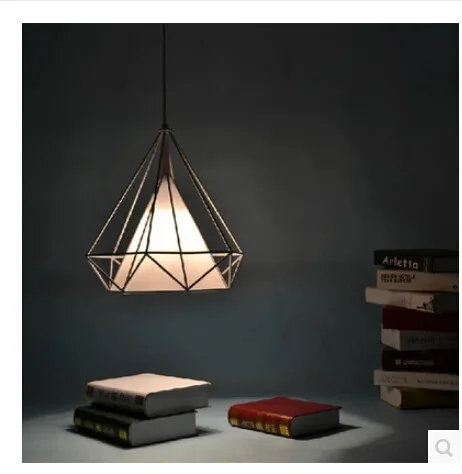 

Wholesale iron article bar pendant lights living room dining led lamp iron cage led lamp diamond industry lighting Pyramid