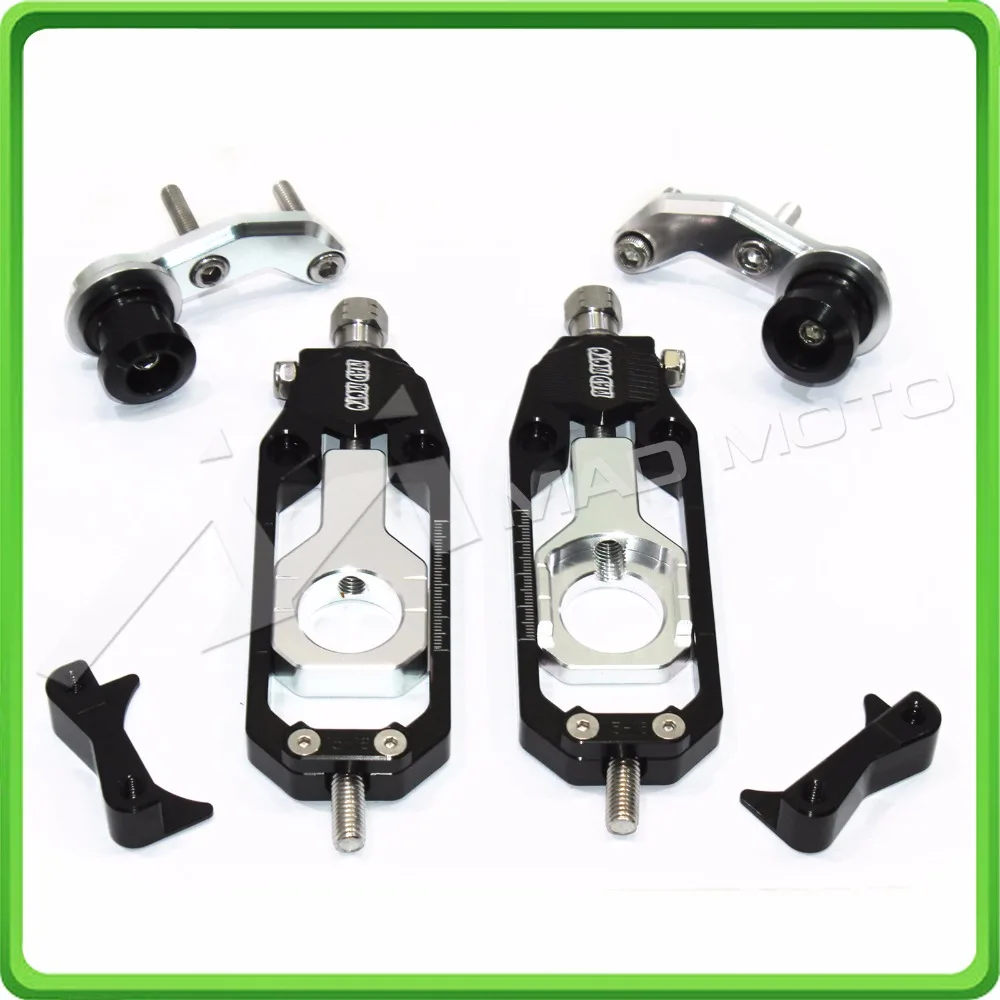 

Motorcycle Chain Tensioner Adjuster with bobbin fit for APRILIA RSV4 2009 2010 2011 2012 2013 2014 Black & Silver