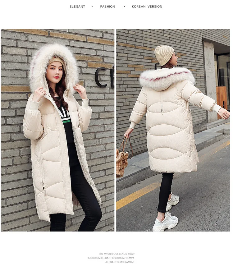 Thick Jacket Big fur collar Women's New Korean Version Big Fur Collar Medium-long Knee Size Thickened Jacket 1961